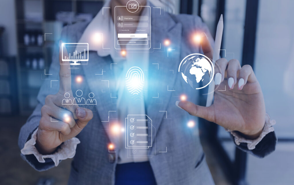 technology fingerprint scan provides security. digital transform